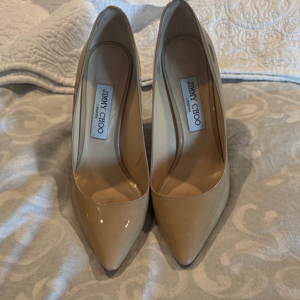 Jimmy Choo Beige Patent Leather Heels